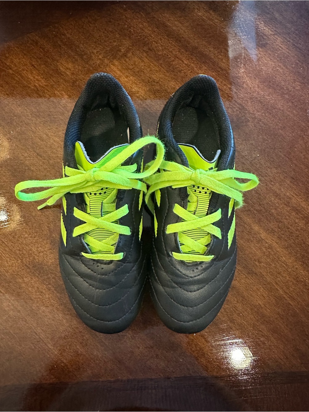 Adidas Kids size 1 Black and Neon Yellow Soccer Cleats